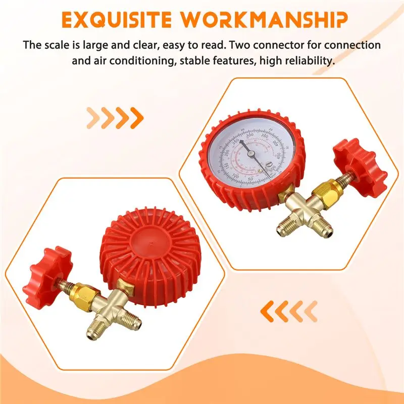 Refrigerant Pressure Gauge Air Conditioning Recharge Pressure Gauges Manifold Gauge Manometer Valve For R12 R502 R22 R410 R134A-