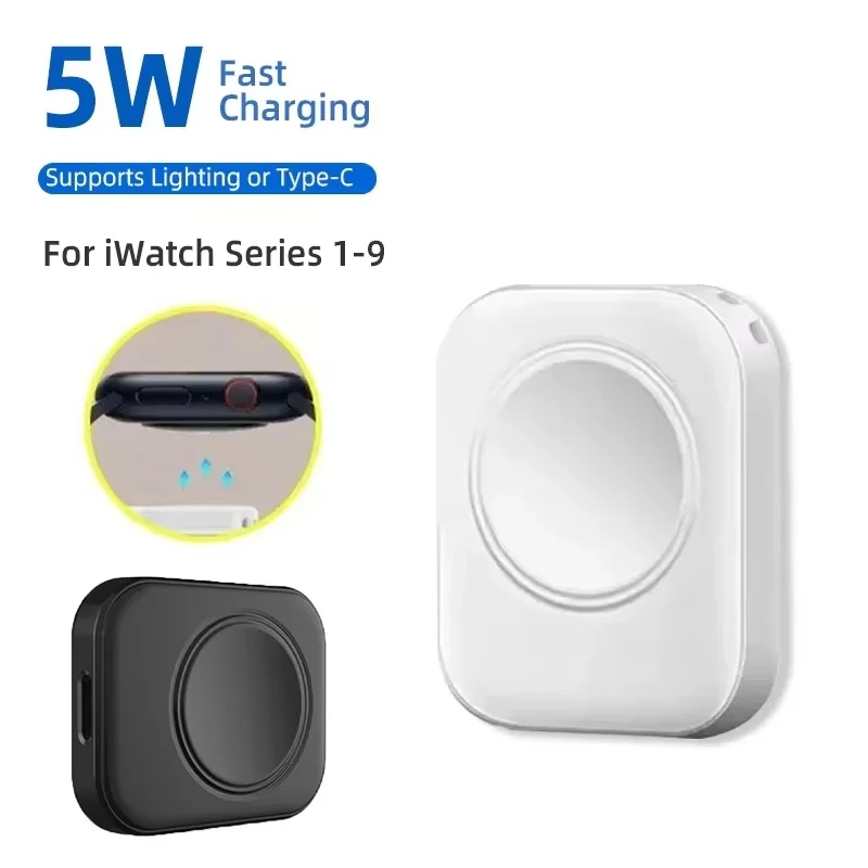 Portable Magnetic Wireless Fast Charger For Apple Watch Series Ultra 9 8 7 6 5 4 3 2 Charger Adapter Type C Port Convert Charger