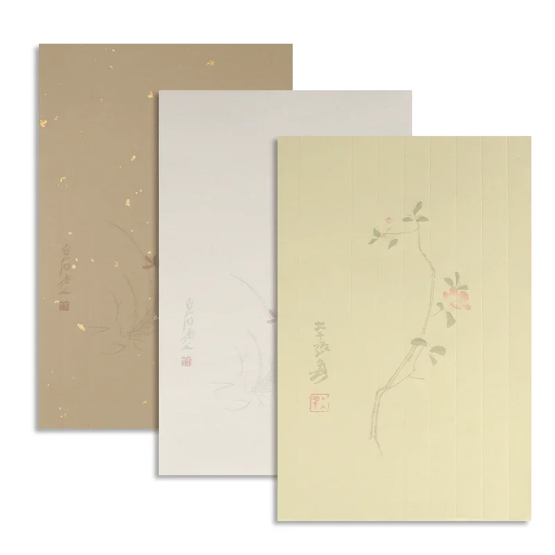 Half Ripe Xuan Paper Letterhead Hard Pen Brush Calligraphy Paper Gold Foil Flower Xuan Paper Love Letter Calligrafia Rijstpapier