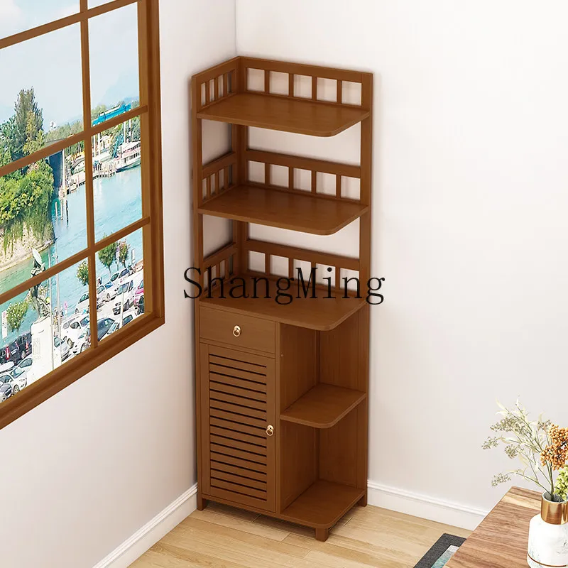 FG storage rack, shelf, living room floor-to-ceiling multi-layer sundries storage rack, bamboo wall corner snack shelf