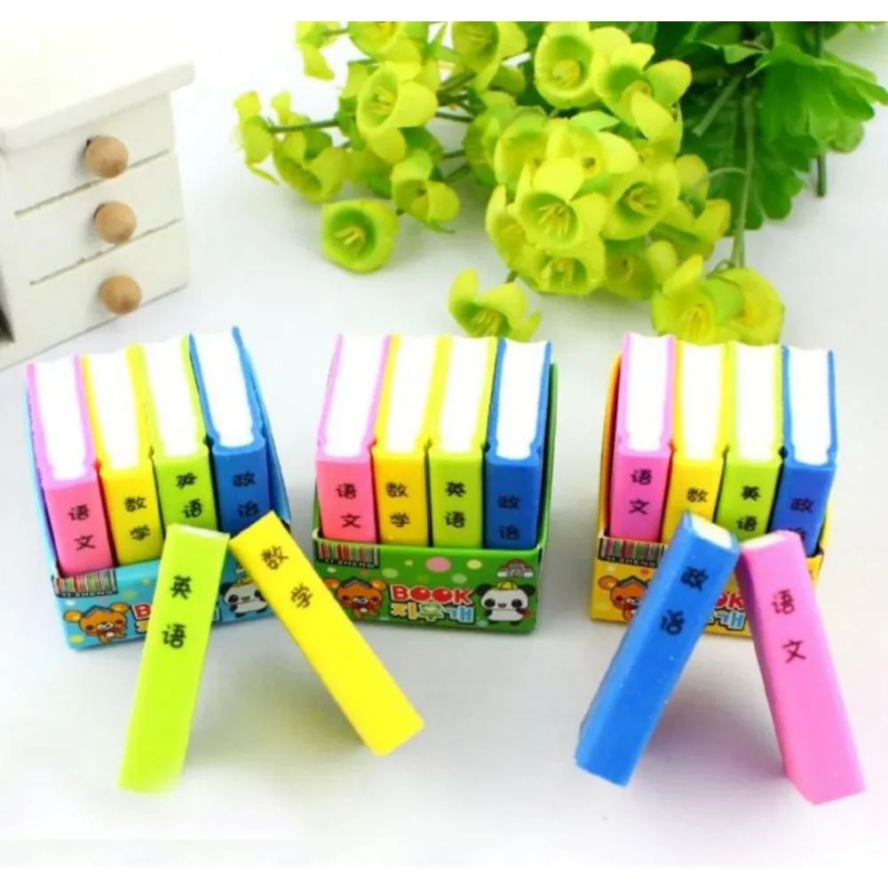 4pcs/set Korean Creative Stationery Cartoon Color Textbook Eraser Cute Primary School Students Festival Prize Gift Kawaii Eraser