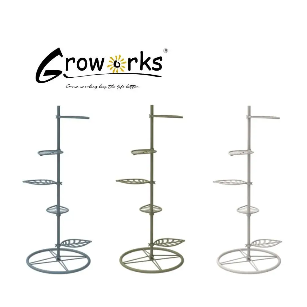 Groworks 1pc Garden Reflections Multi-tier Metal Plant Stand,5 Tier Metal Flower Stand for Indoor Outdoor Plant,Leaf Shape Tiere