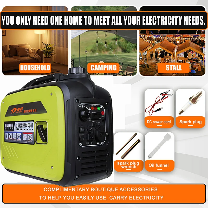 3800W Ultra Quiet Gas-oline Generator,Pure Sine Wave Portable Inverter Generator for Home Backup, Camping & Outdoor Use