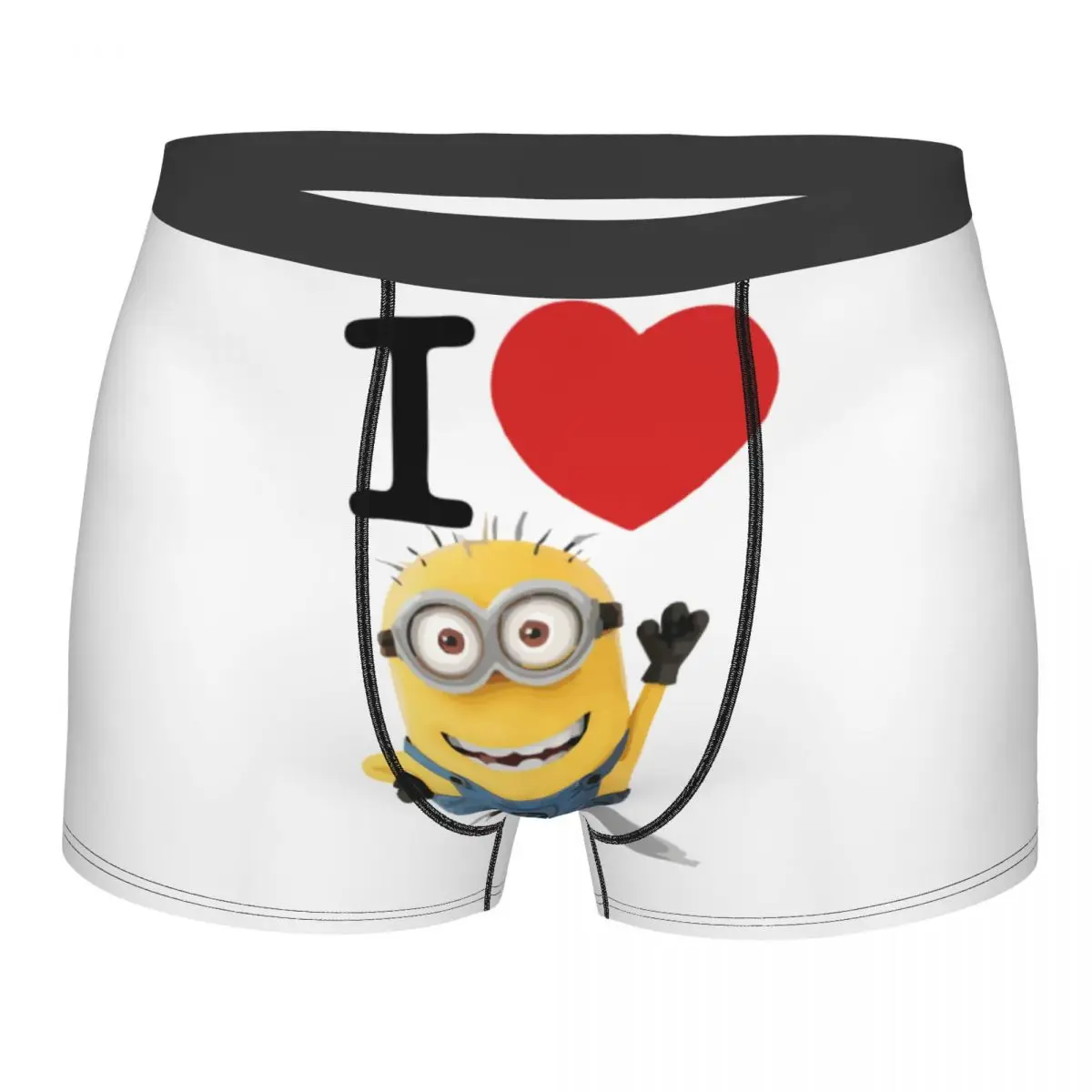 Custom I Love M-Minions Cartoon Underwear Men Stretch Boxer Briefs Shorts Panties Soft Underpants For Male