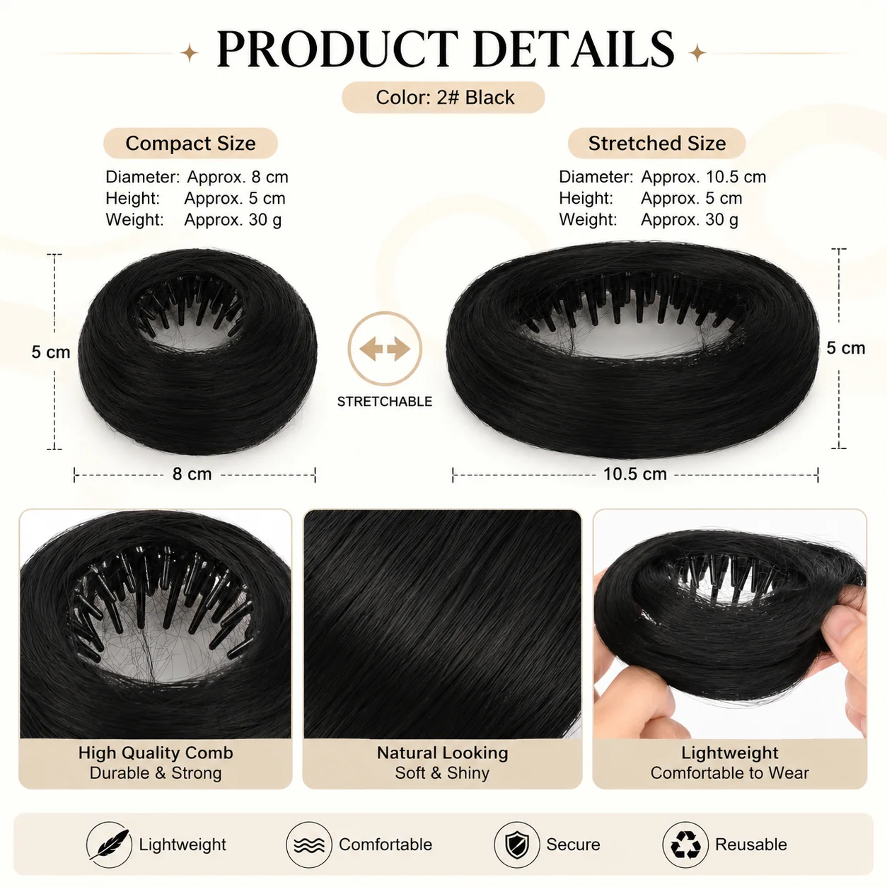 40g Messy Bird Nest Bun Hairpiece for Women Synthetic Retractable Chignon Bun Natural Fluffy Updo Hair Extension for Daily Party view 4
