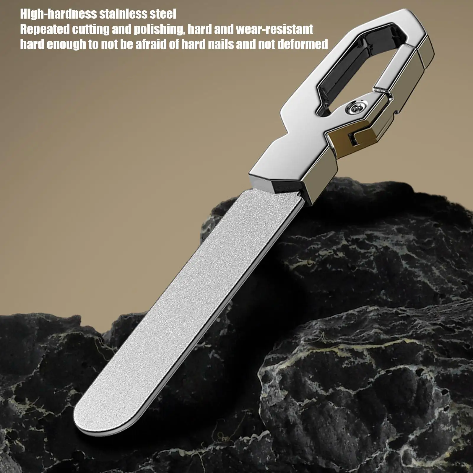 Metal  Nail File with Keychain Stainless Steel Nail File Strip Double-Sided Nail File Fingernail Care Toenail Grinding Tool