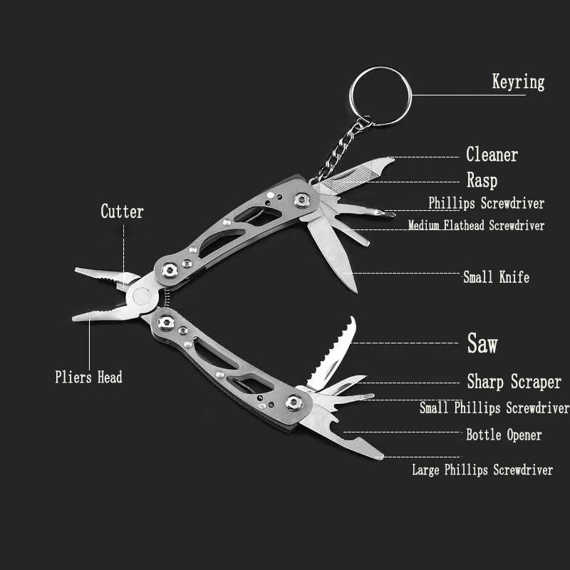 Pocket Mini Pliers Knife Screwdriver Folding Small Multitool Opener Nail File Precision Pliers Hand Tools Outdoor Emergency Tool