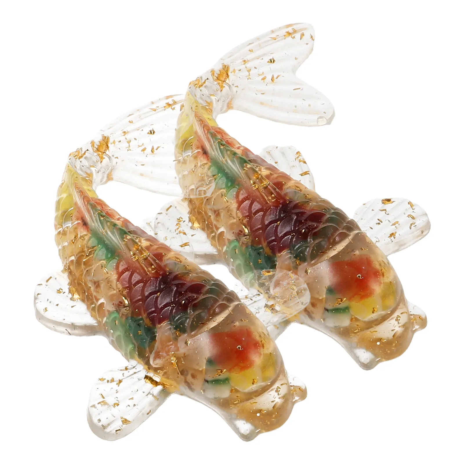 2Pcs Crystal Koi Fish Sculptures Elegant Lucky Fish Decor Hand Polished Light Refracting Desktop Shelf Ornament Feng Shui Home