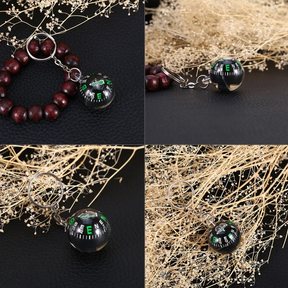 Picture 3: 6 Pcs Durable 28mm Ball Keychain Compass Compact Black Liquid Filled Compass Liquid Filled Ball Keychain Travel Navigation