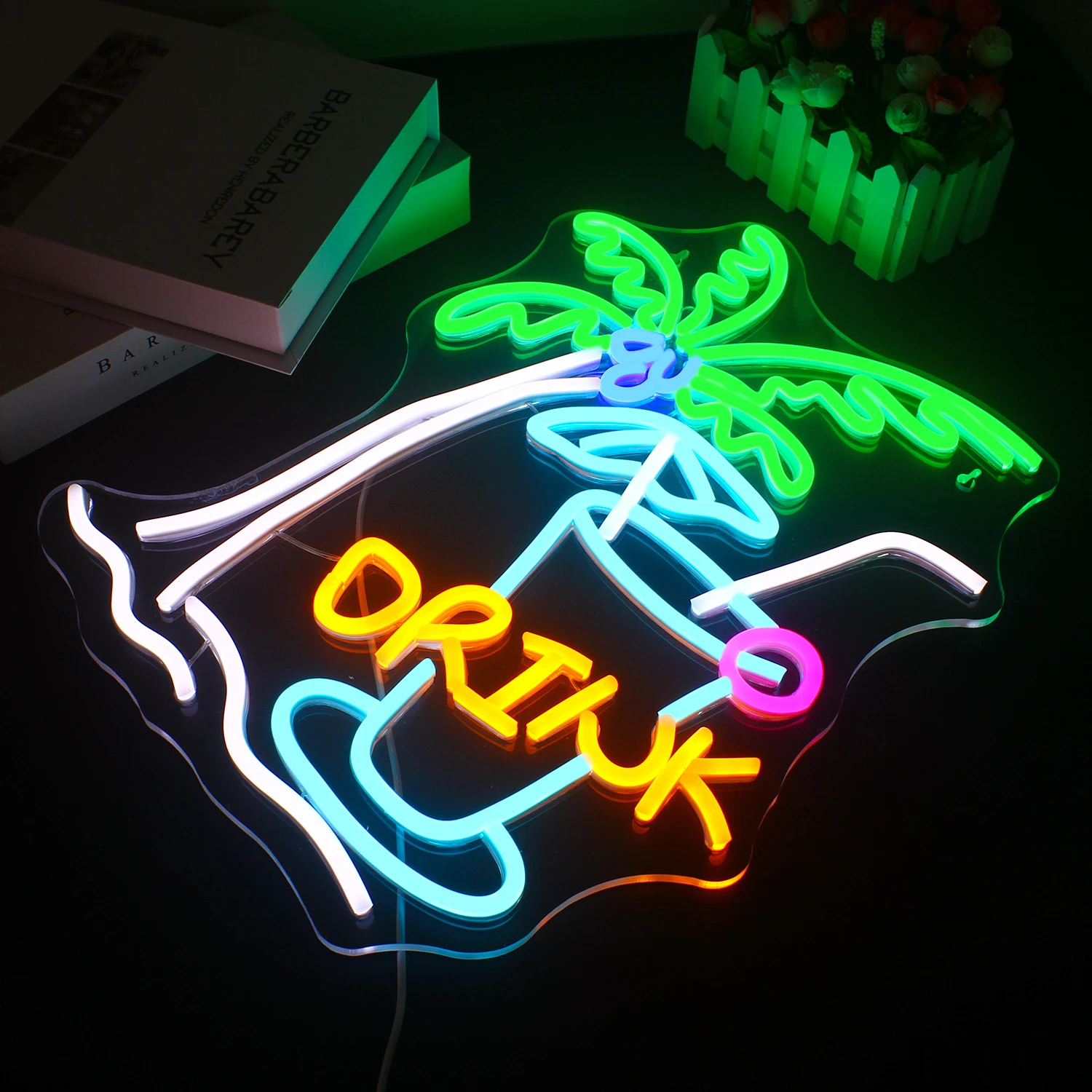 Beach Drink Neon Led Signs Acrylic Board Lights Logo Zasilana przez USB Ściemnialna lampa ścienna do baru piwnego Oświetlenie imprezowe Night Club