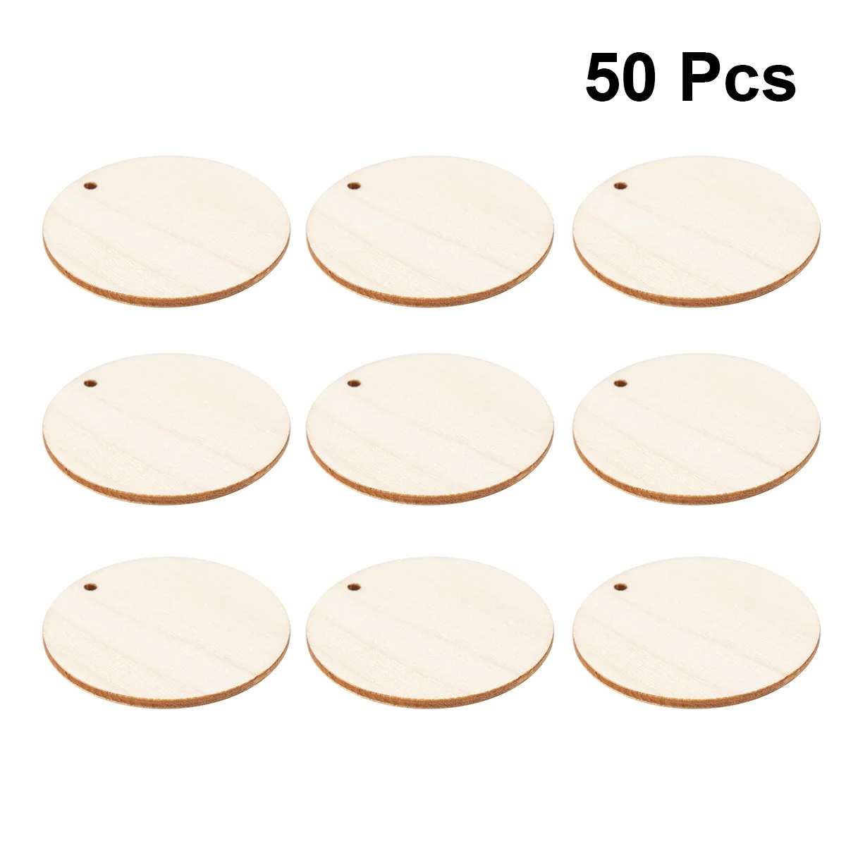 

50pcs 5Cm Wooden Slice Craft Circle Disc Natural Wood Pieces For Diy Decoration Scrapbooking Wedding Party Home Gift Tag Round