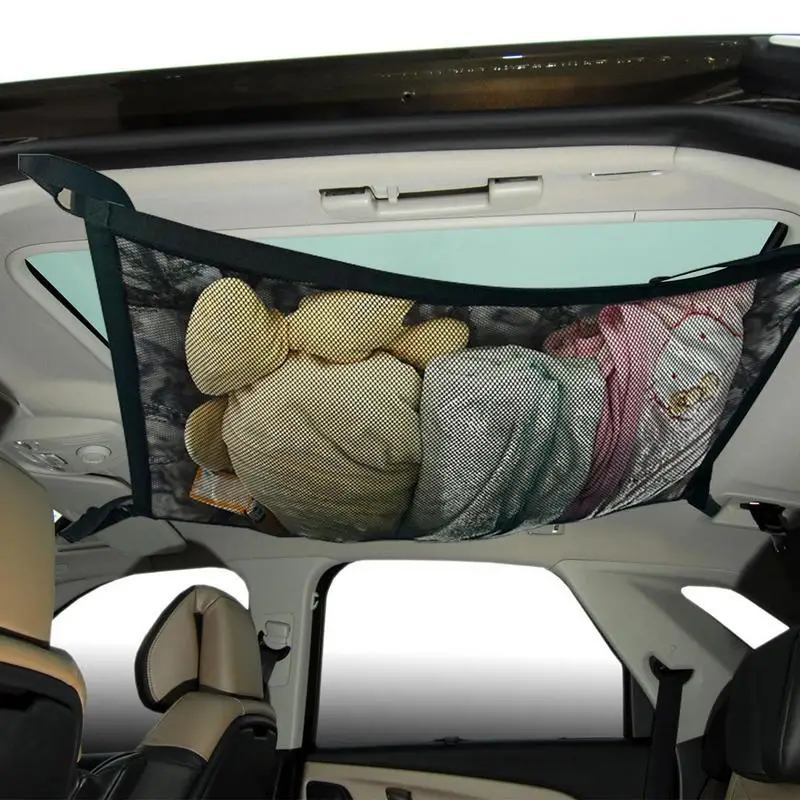 Roof Storage Net Suv Cargo Net With Adjustable Strap Strengthen Load-Bearing And Droop Less Double-Layer Mesh Car Roof Storage