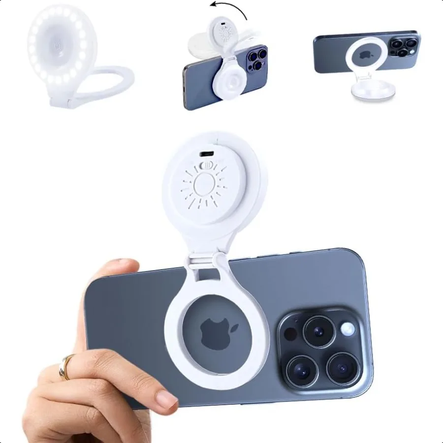 

Selfie Ring LED Light for iPhone PictureMagnetic Phone Light Camera Laptop Photography Lighting Desk Ringlight Tripod Stand Vid