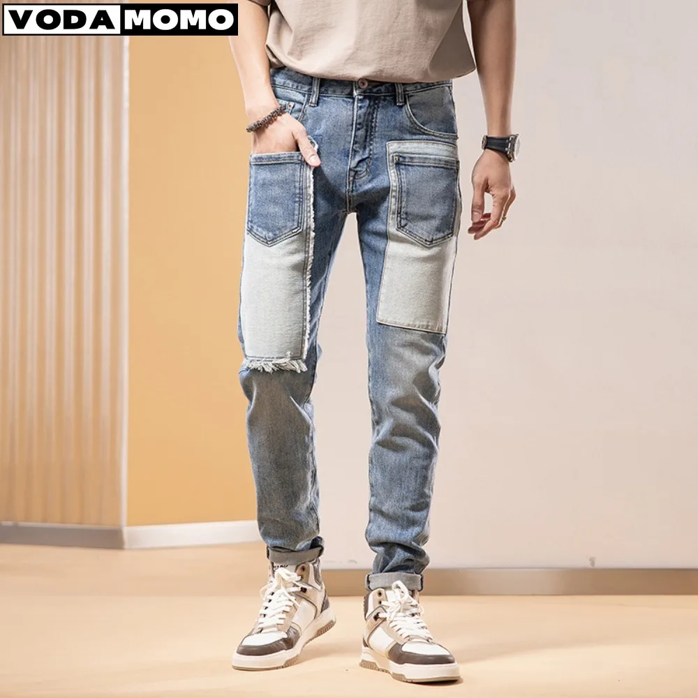 2024 Spring and Autumn New Men's Classic Fashion Trend Small Foot Pants Men's Casual Elastic Comfortable High-Quality Jeans y2k