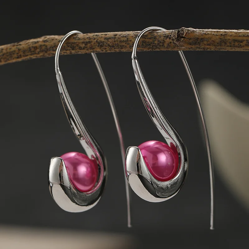 Women's Fashion Hanging Pendant Earrings Minimalist Curved Long Ear Hooks Suitable For Daily Commute Party Wear Vintage Jewelry