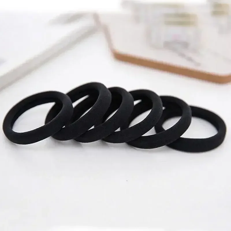 Faixa de cabelo elástica alta para mulheres e crianças, elástico preto sólido, suporte rabo de cavalo, goma scrunchies, acessórios para cabelo, 50 pcs, 200pcs