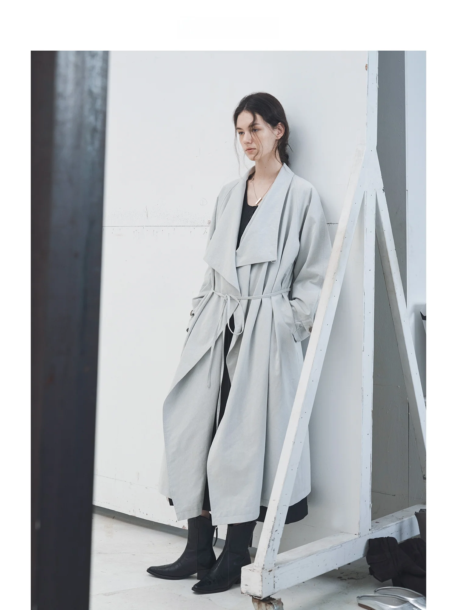 

TAGEECHITA Women's Long Coat Autumn Season Ele Dra Neline Deconstructed ape Layering Sense Cotton Polyester Blend