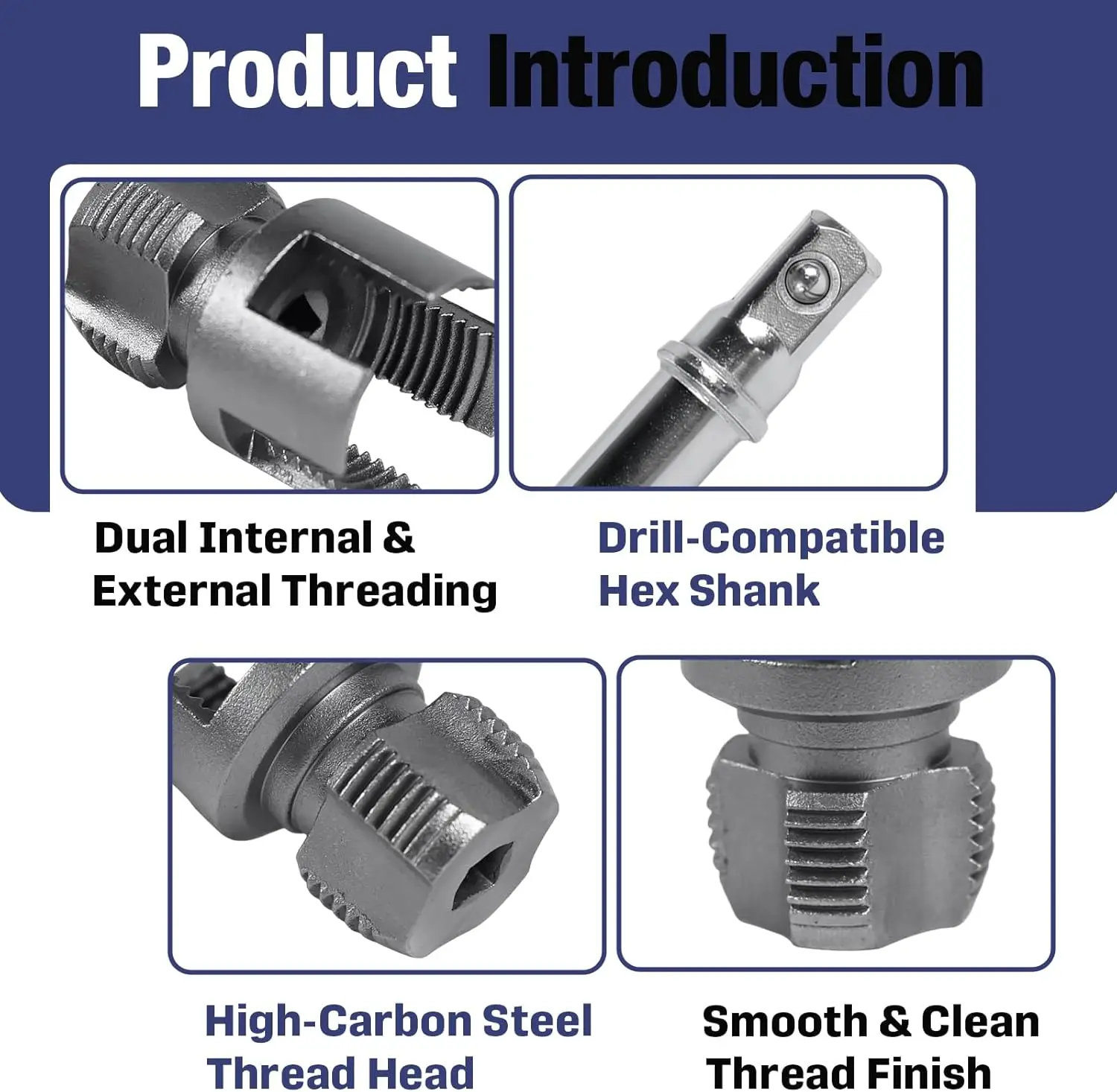 Pipe Thread Cutting Tool Integrated Internal&External Pipe ThreadingTool Electric Drill Compatible PVC Pipe Threader Kit