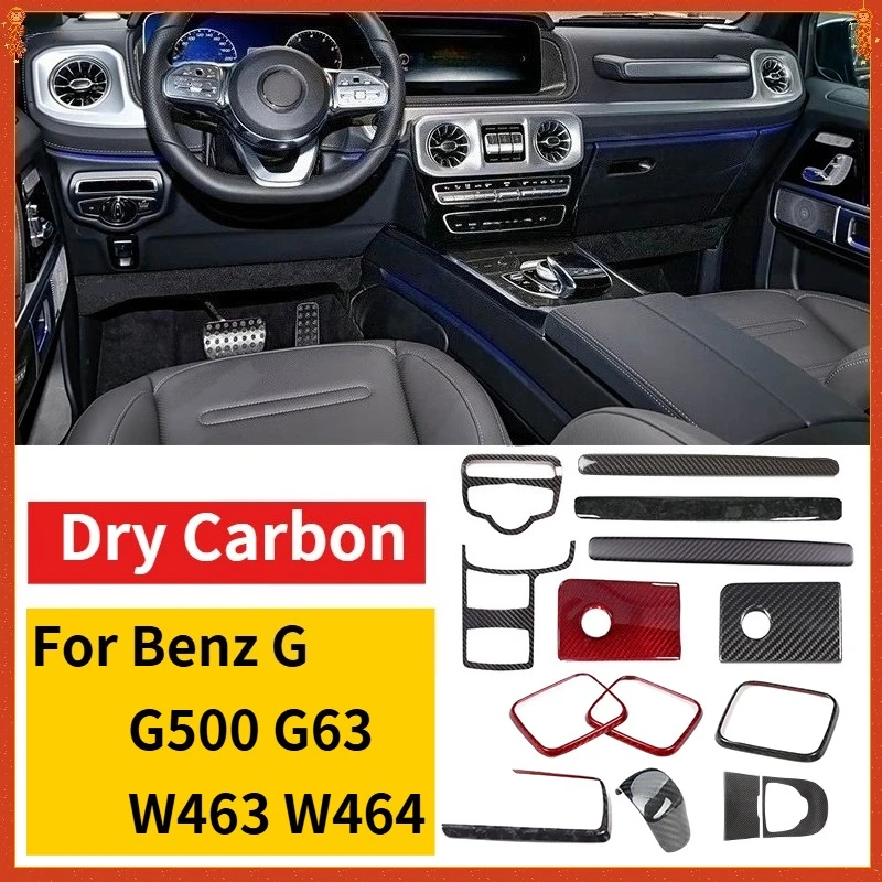 

For Benz G-Class G500 G63 W463 W464 Real Dry Carbon Fiber Central Control Gear Shift Storage Box Cover 19-20 interior Accessorie