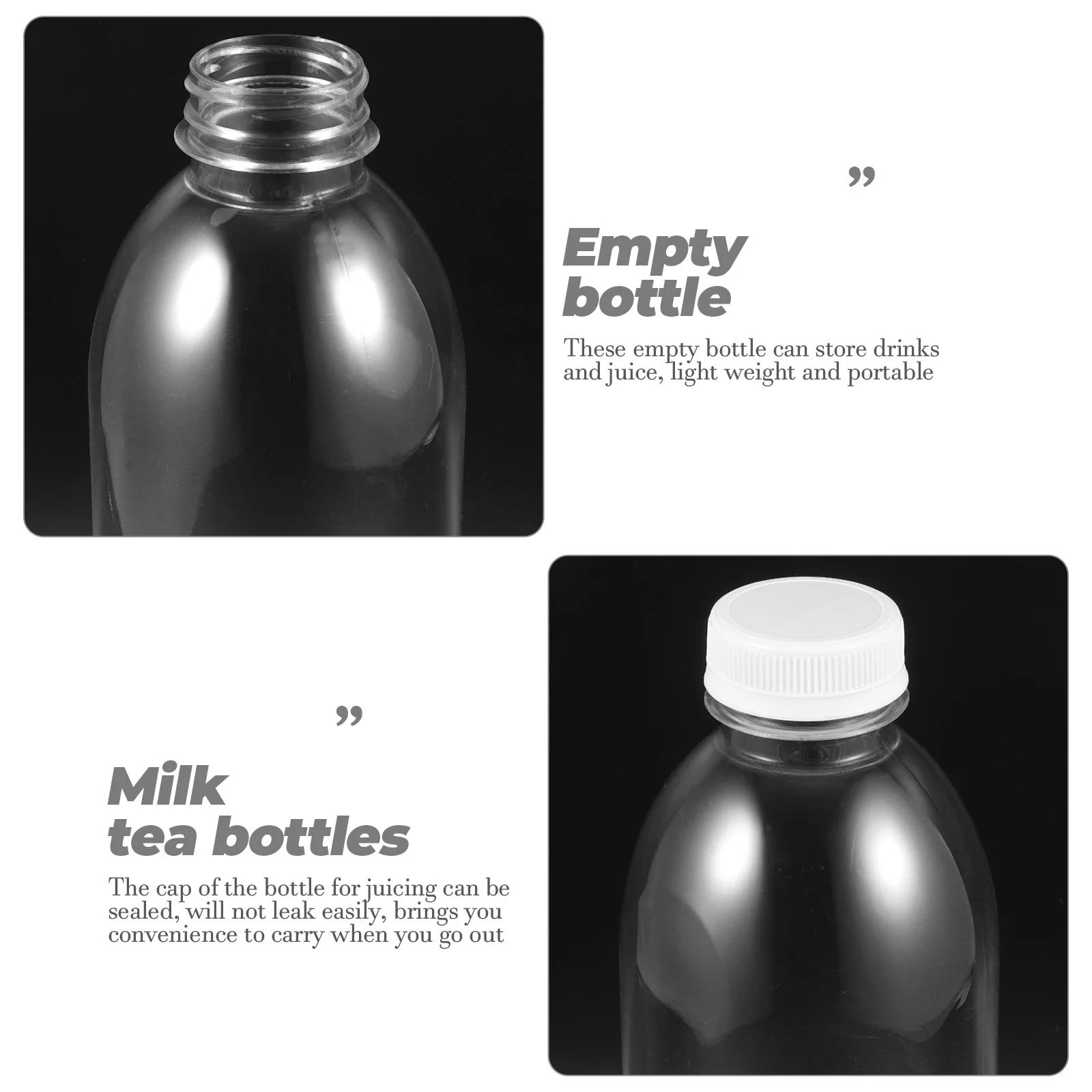 10 szt. Plastikowych Butelek na Sok Przenośne Puste Buteleczki na Mleko Napoje z Szczelnym Korekem do Napojów Butelka na Mleko Pusta Butelka