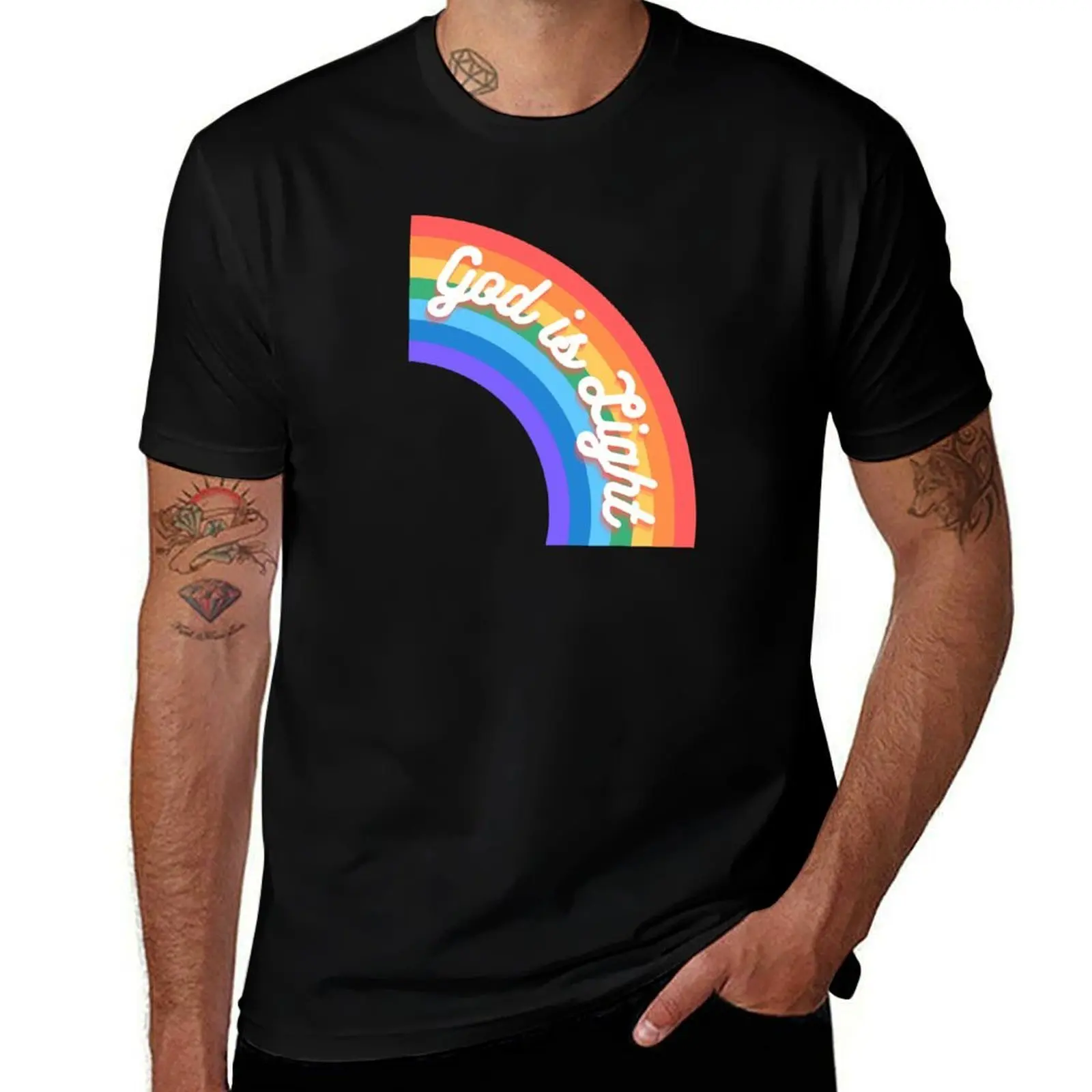 

God is Light Rainbow T-Shirt t shirt for man t shirt man luxury T-Shirt