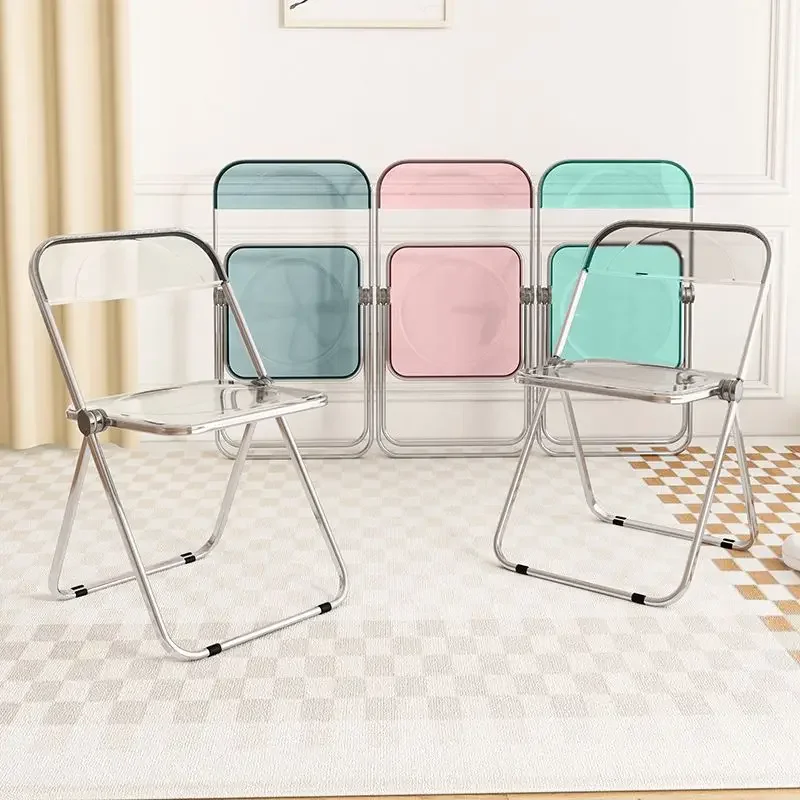 

Folding Chair Acrylic Clothing Store Photo Transparent Chair Home Crystal Dining Chair Backrest Makeup Chairs Home Furniture