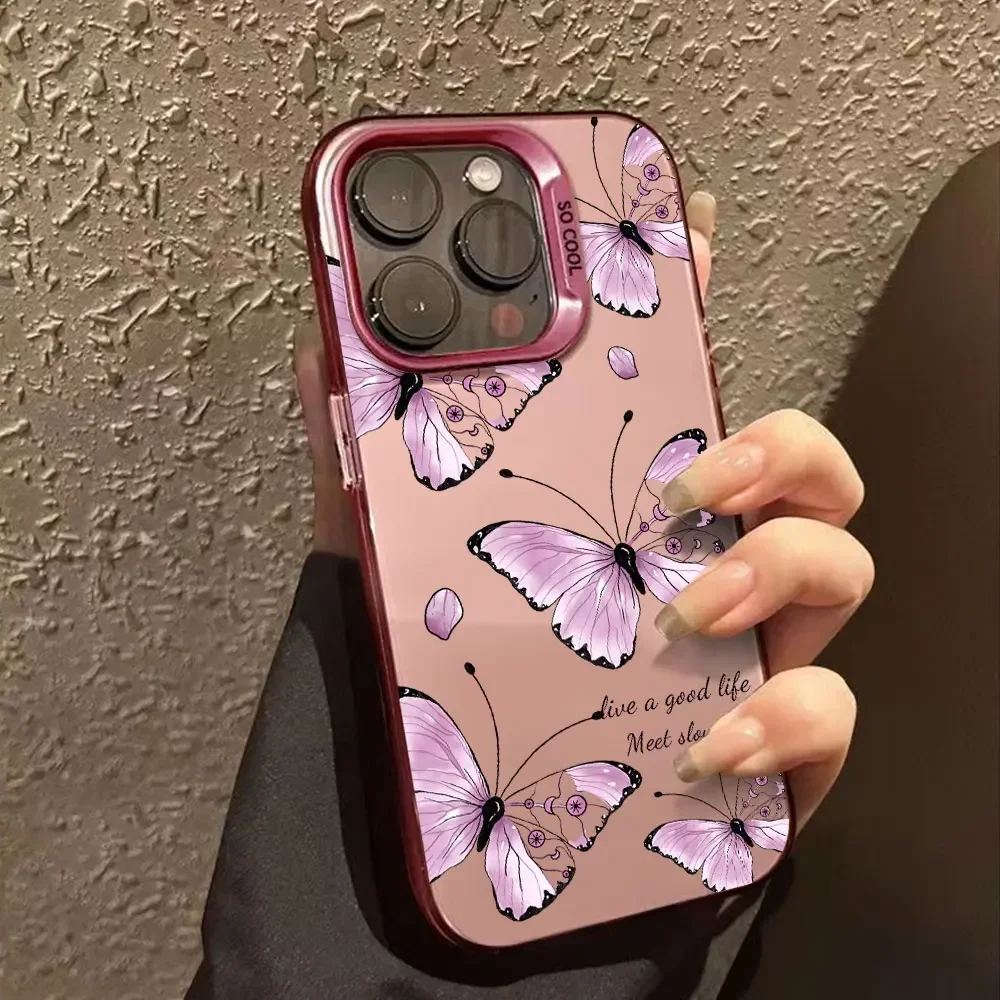Case For Xiaomi Redmi Note 13 12 Pro Plus 12 13 Pro Redmi Note 12S 13R 12R Silver IMD Phone Funda Luxury Fashion Butterfly Cover