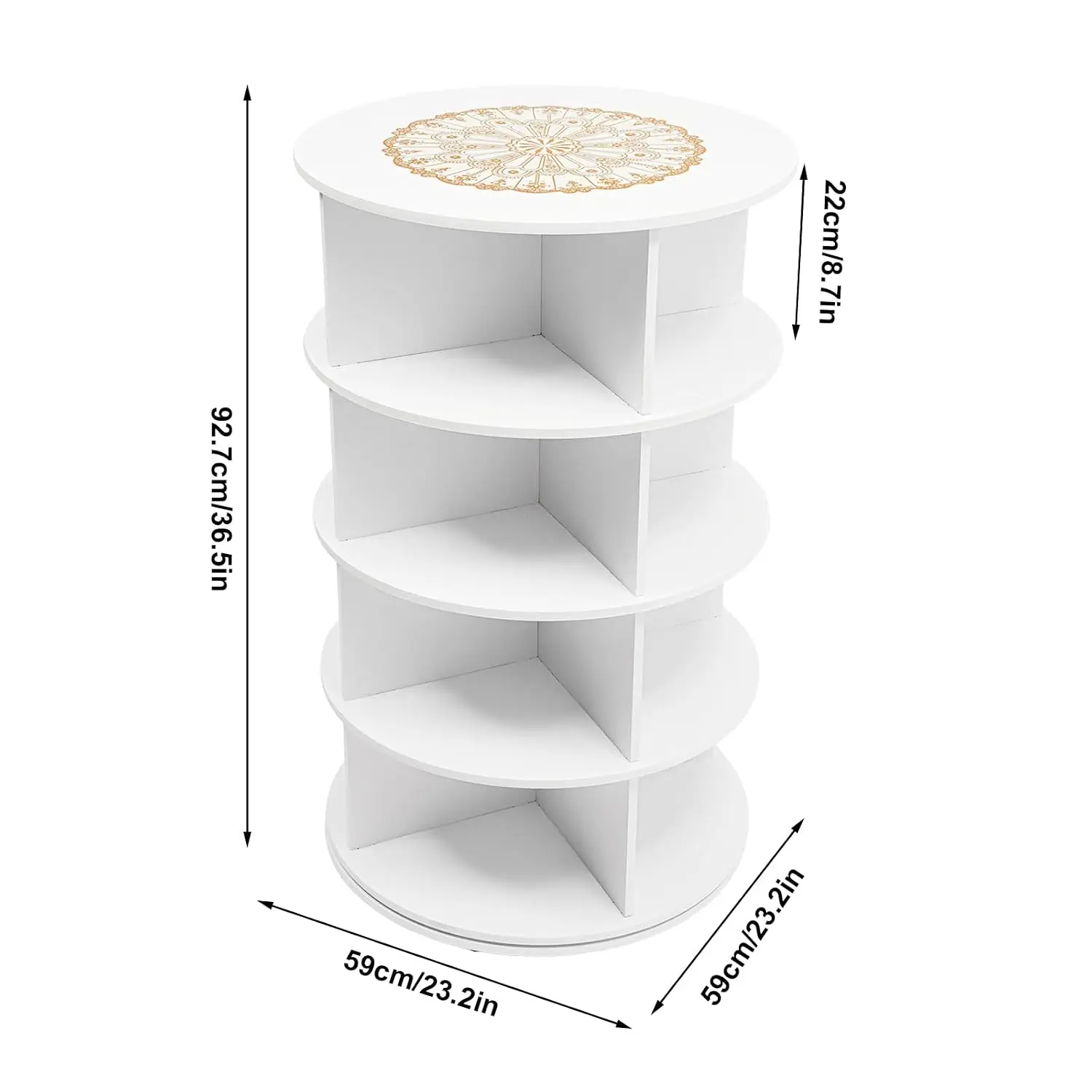 4-Tier Rotating Shoe Rack Tower 360° Spinning Storage Round Carousel Vertical Closet Organization White, Customized