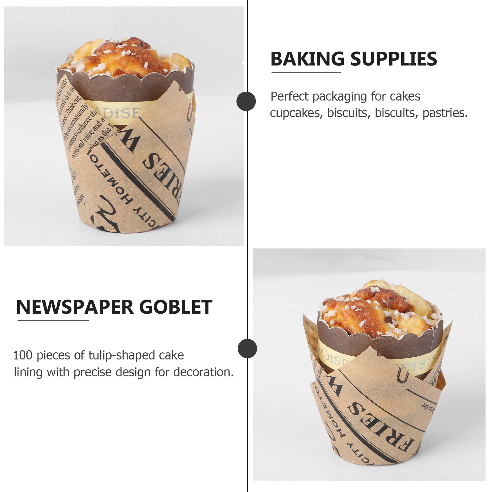 

100 pcs Cake Paper Liners Tulip Shape Cupcake Wrappers Baking Supplies Cupcake Liners Birthday Party Wedding Christmas