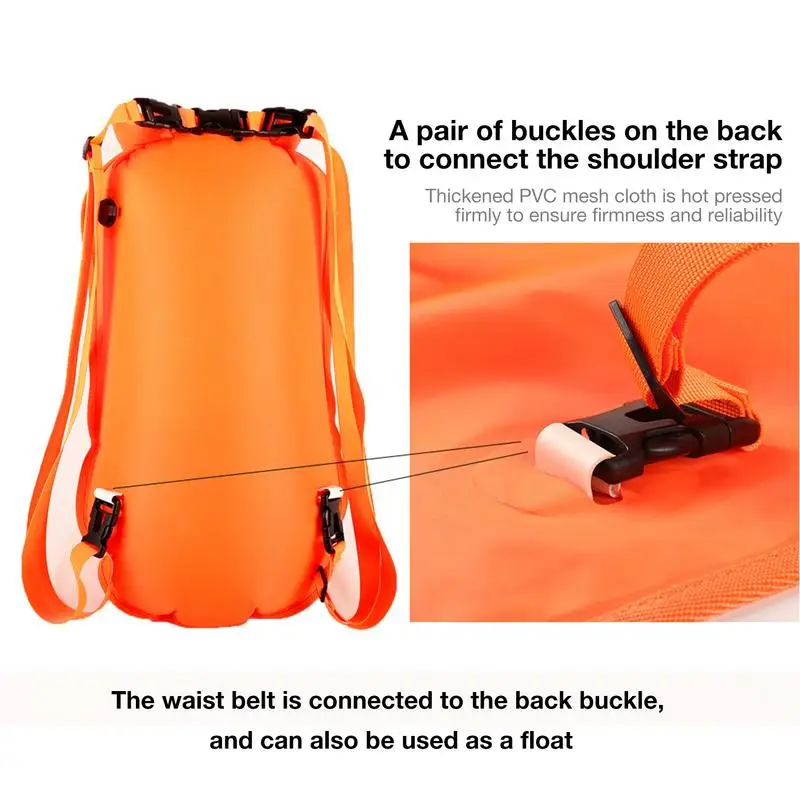 Detachable Waterproof Backpack Storable Adult Swim Buoy Backpack Safe Swimming Training 28L 35L Dual Airbag Safety Swim Floating