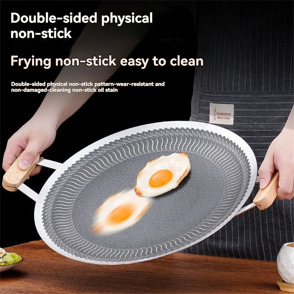 

Wooden-handle double-ear honeycomb baking pan, high-quality and non-stick, perfect for grilling meat anytime