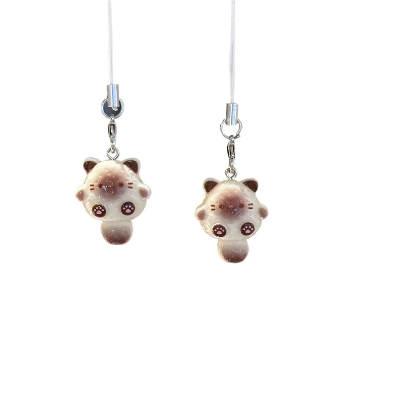 Aksesori Liontin Jimat Ponsel Kucing Kartun Kawaii Gantungan Kunci Liontin Rantai Lanyard Lucu untuk Tas Ponsel Hadiah DIY
