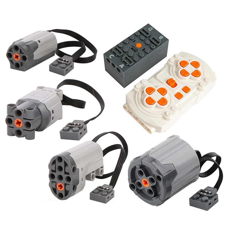 MOC – Kit de mise à niveau RC à dents bleues, avec boîtier de batterie Rechargeable, moteur, télécommande à 8 vitesses, application pour blocs de construction PF Legoeds