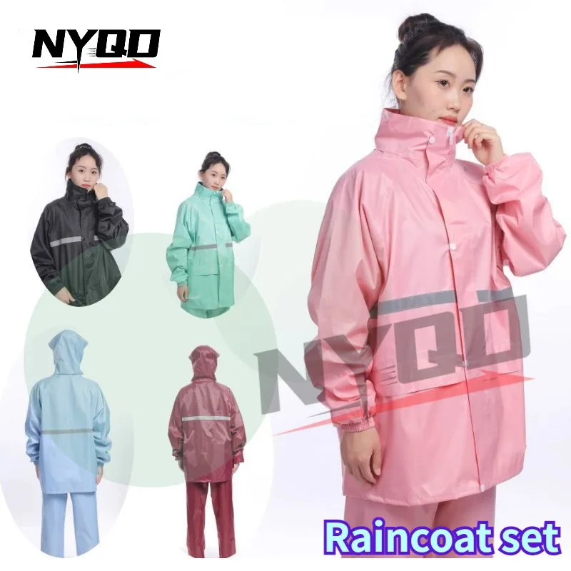 Motorcycle Women Raincoat Cap Pocket Riding Reflective Waterproof Motorcyclist Split Capa De Chuva Motoqueiro Impermeable