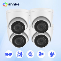 ANNKE 4PCS 5MP 3K IR Network IP Cameras with 2.8mm Lens Human Vehicle Detection Camera Built-in Mic Support PoE DC12V Cameras