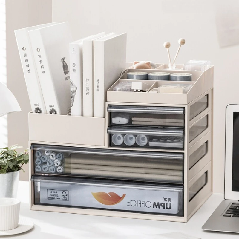 

Акриловый настольный органайзер, держатель для файлов с ящиком для офиса, прозрачный ящик для хранения канцелярских принадлежностей, универсальный настольный органайзер