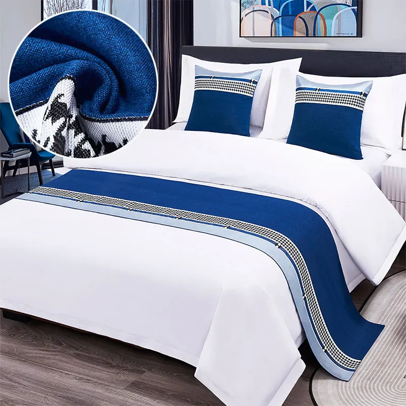 Cotton Bed Runner Scarf Bed Tail Towel Home Hotel Bedroom Bedding Decor Bedding Single Queen King Bed Cover Towel