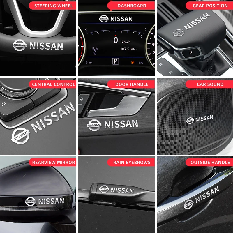 ثلاثية الأبعاد سيارة معدنية ملصقات الديكور الداخلي شارات السيارات التصميم لنيسان مورانو نافارا قاشقاي x-trail Patrol NV200 نيسمو جوك #3