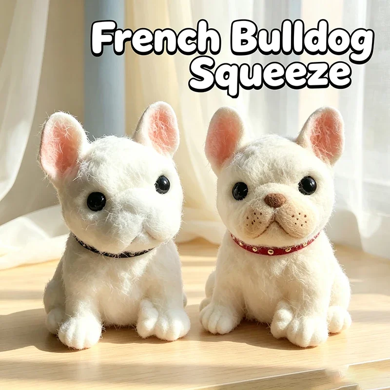 Kawaii French Bulldog Fidget Sensory Toy TPR Stress Relief Squishy Simulation Puppy Anti-Anxiety Squeeze Relax ADHD Autism Toy