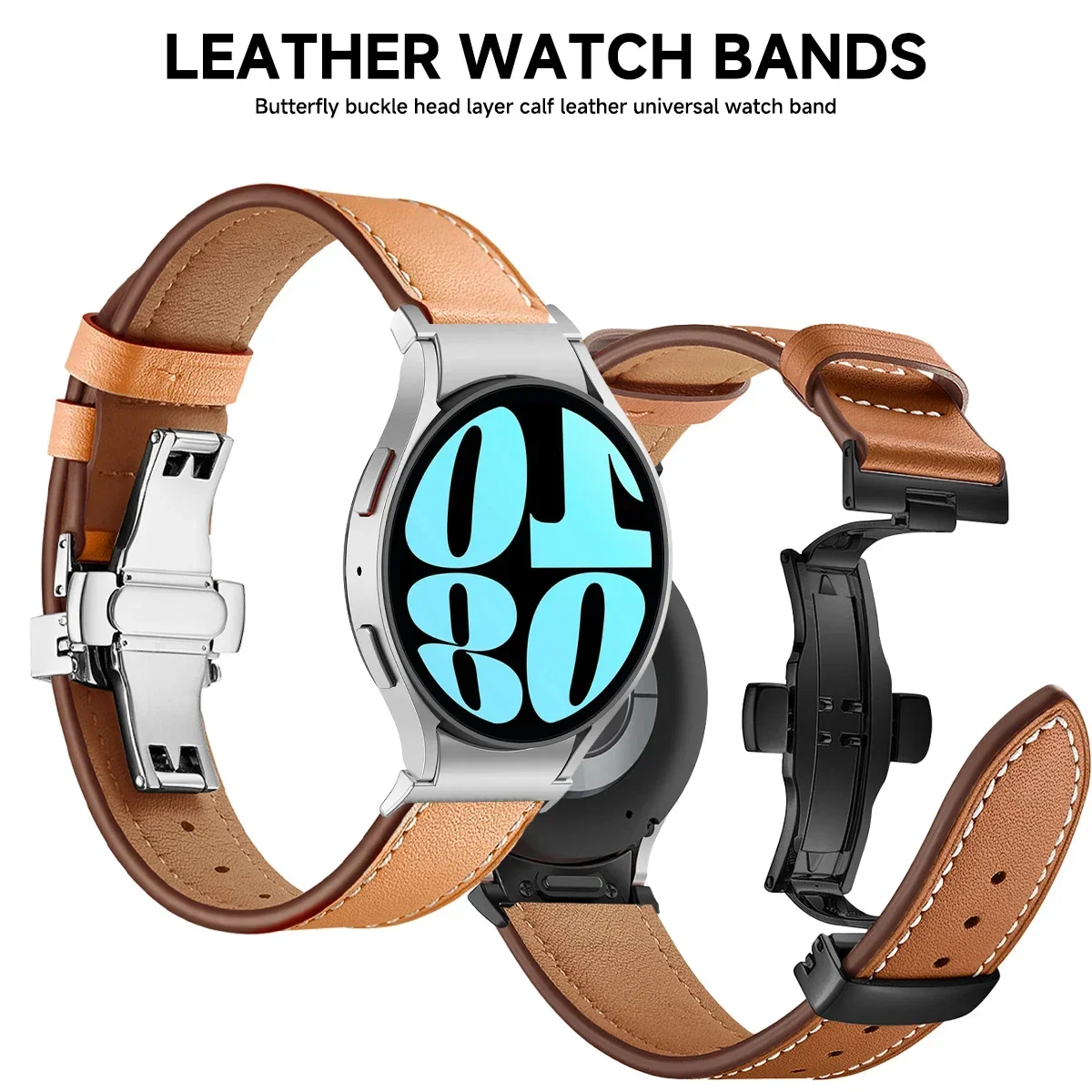 Quick Fit Lederband für Samsung Galaxy Watch 7 6 4 5 pro 40 mm 44 mm 45 mm Armband für Galaxy Watch4 6 Classic 43 mm 44 mm Armband