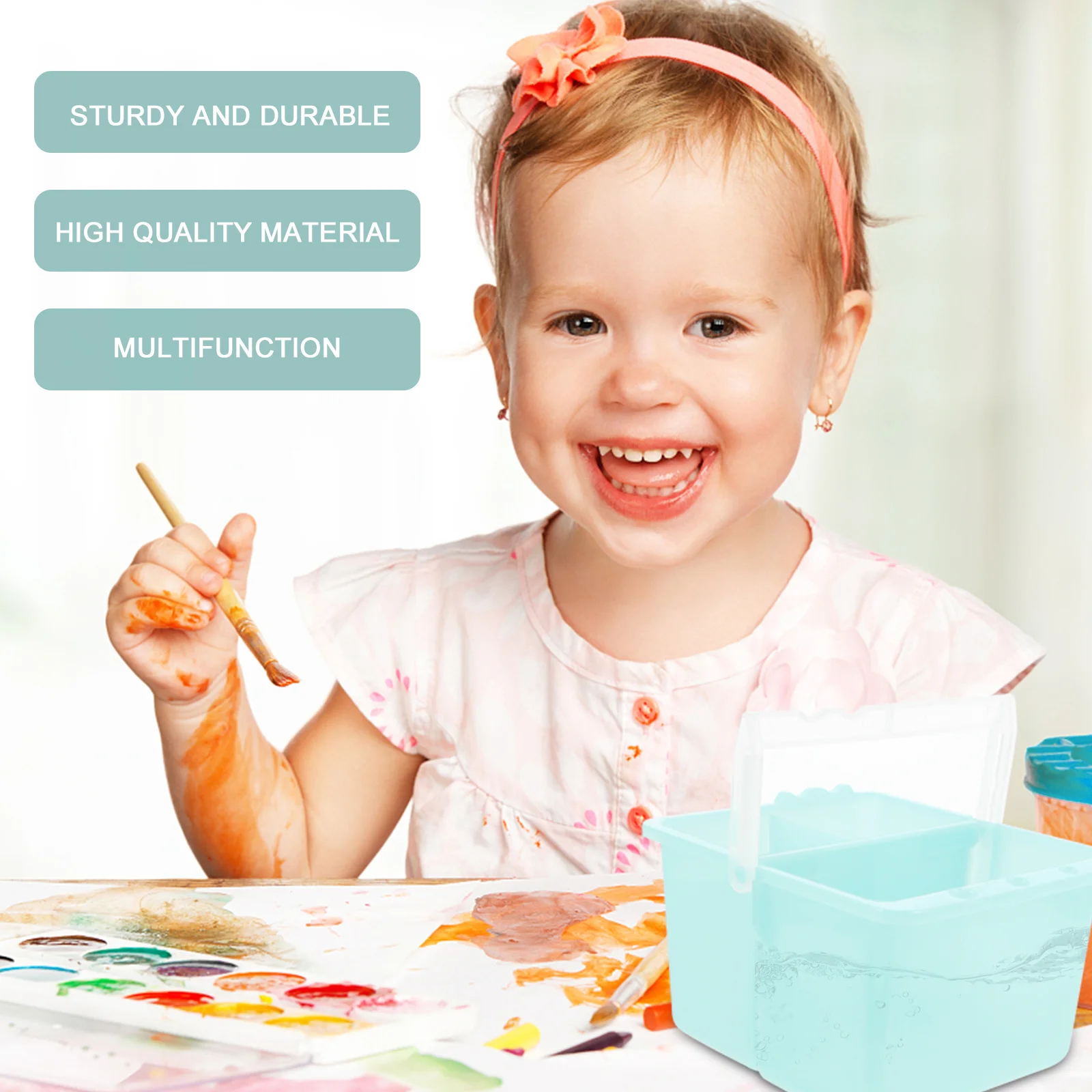 

2Pcs Paint Brush Basin Plastic Durable Artist Brush Washer Bucket for Painting Tools Art Supplies Plastic Painting Buckets