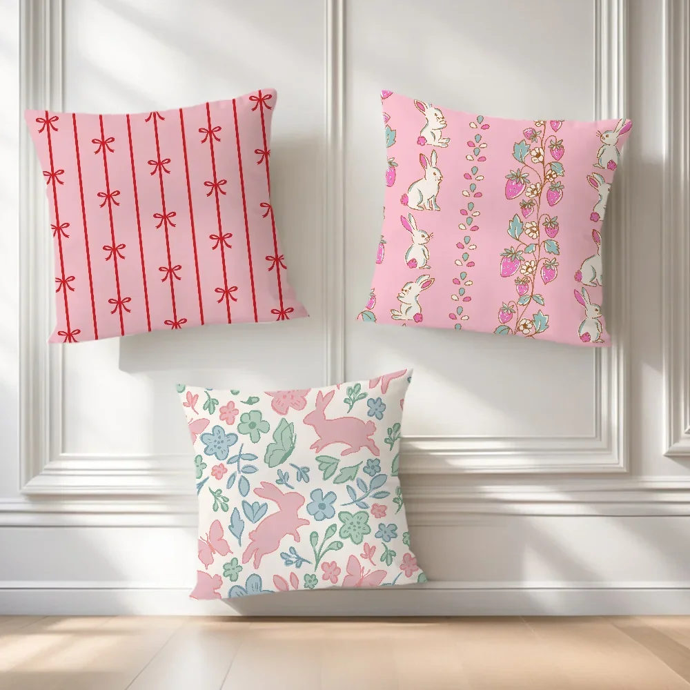 Rabbit Soft V-vivies Pillow Case A-ash and For Sofa Living Bow Room Home Office Decor Protective Covers Without Pillow-Insert