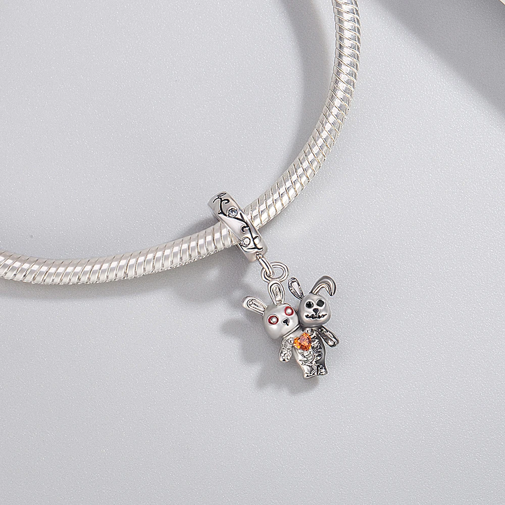 2026 original design horror doll rabbit bead pendant, DIY bracelet jewelry gift, environmentally friendly copper material