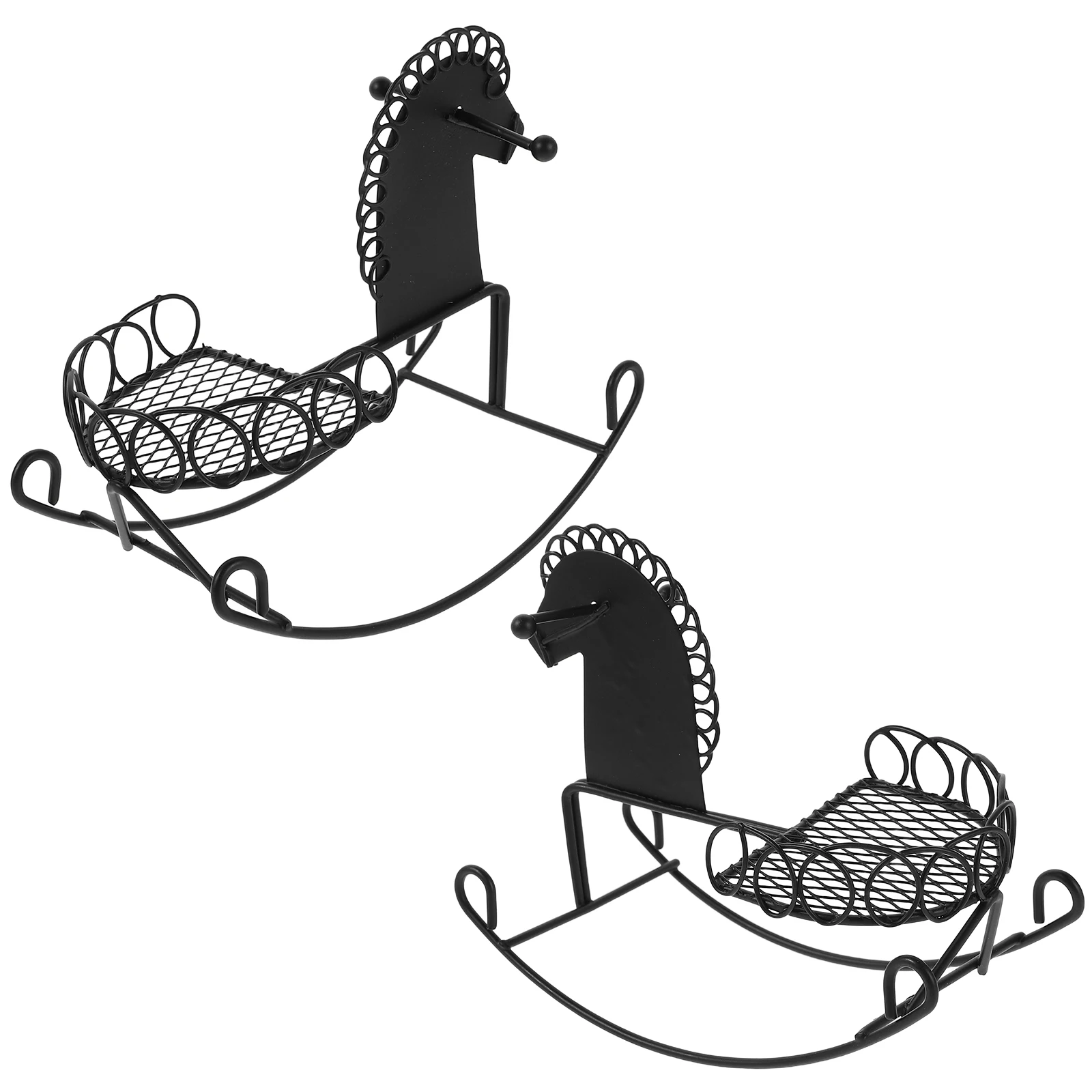 

2Pcs Metal Miniature Rocking Horses Smooth Finish Ideal for Dollhouse Accessories Small Space Arrangement Educational Fun