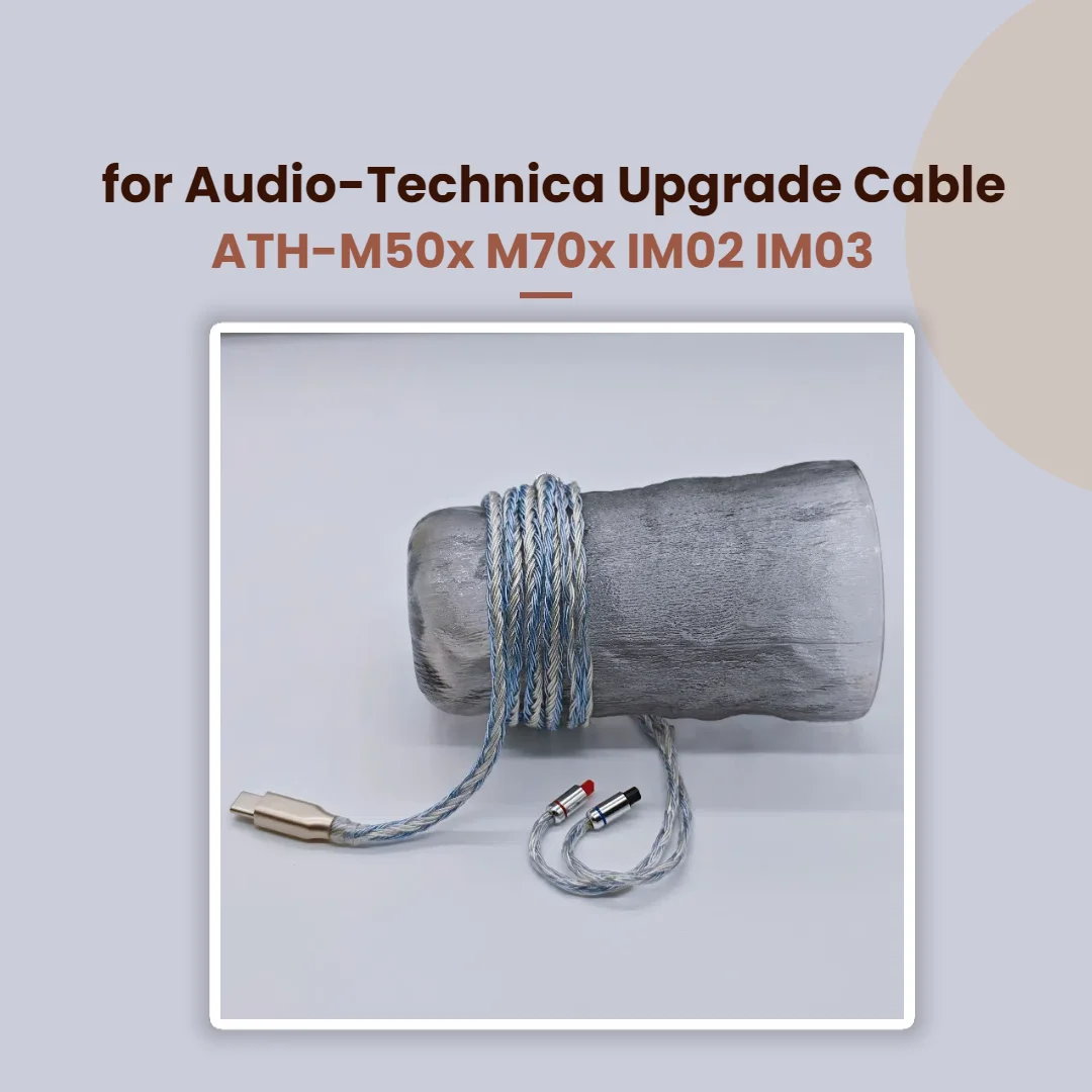 24-Core Audio-Technica IM Series Upgrade Cable - OCC Silver-Plated Type-C Balanced Cable with Mic for IM02, IM03, IM04