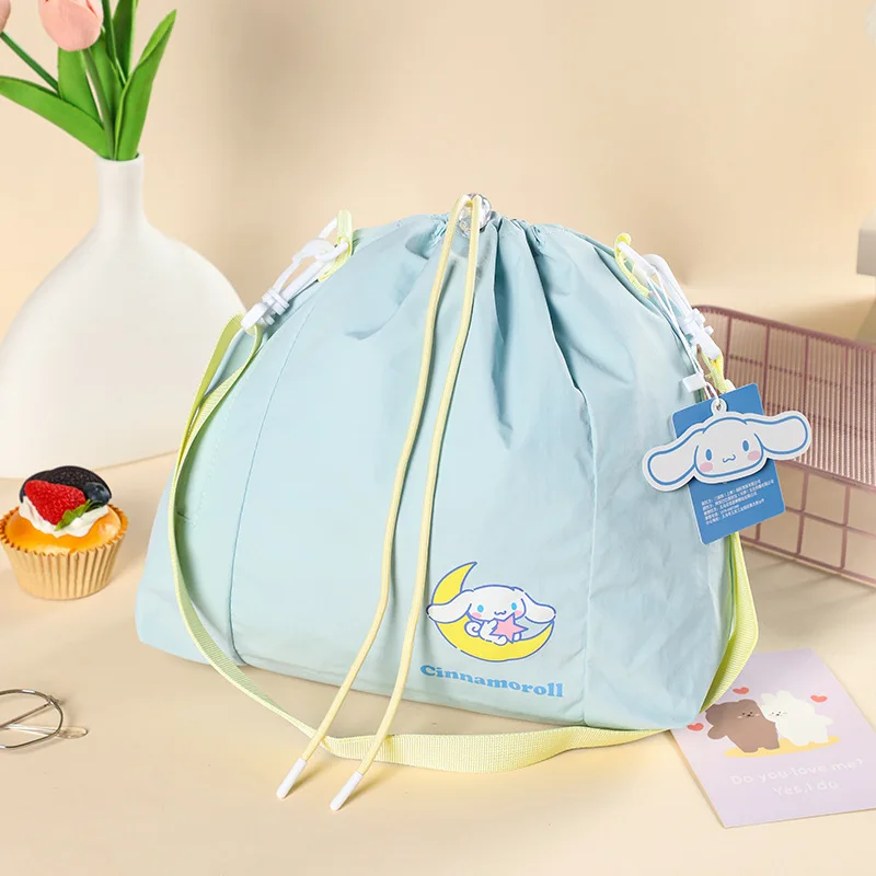 Sanrio Cartoon Hello Kitty Kuromi My Melody Cinnamoroll große Kapazität Kordelzug Handtasche Kawai tragbare Umhängetasche