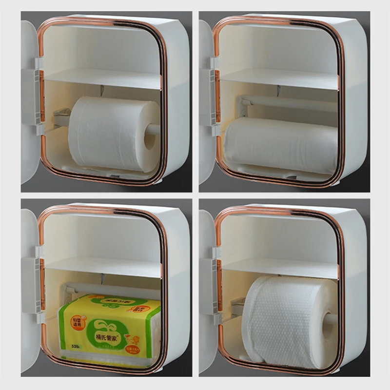 Paper Towel Dispenser Toilet Paper Holder Tissue Box Toilet Free Punching Storage Waterproof Bathroom Rack Shelf Rack