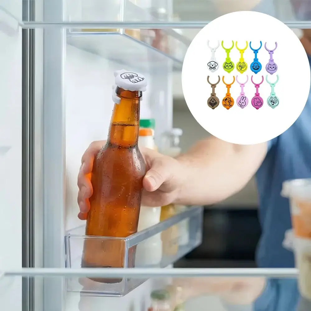 10pcs Reusable Bottle Neck Marker Mixed Color Plastic Beer Bottle Labels Bottle Cap Multi-functional Drink Markers