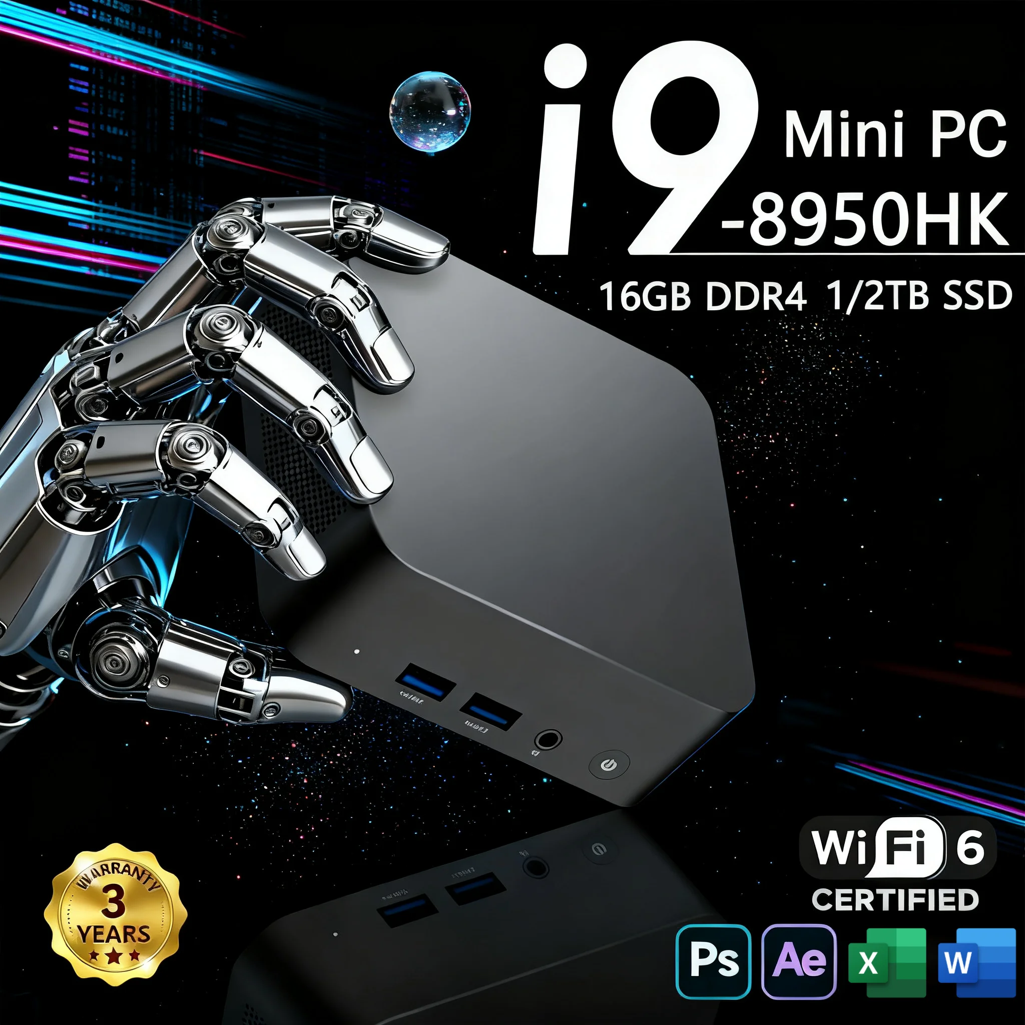 【セール中】【3年保証】2025年製 ミニPC Intel Core i9 8950HK ゲーミングコンピューター Windows 11 16GB DDR4 2TB SSD WiFi 6 ゲーマー向けデスクトップPC