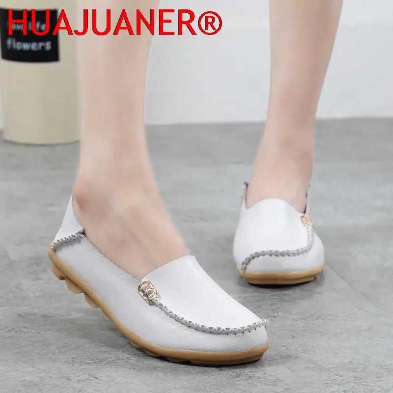 Women Flats Shoes Slip On Genuine Leather Loafers For Womens Moccasins Loafers Flats Ladies Shoes Plus Size Sapato Feminino image 5
